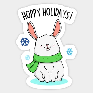 Hoppy Holidays Cute Christmas Rabbit Pun Sticker